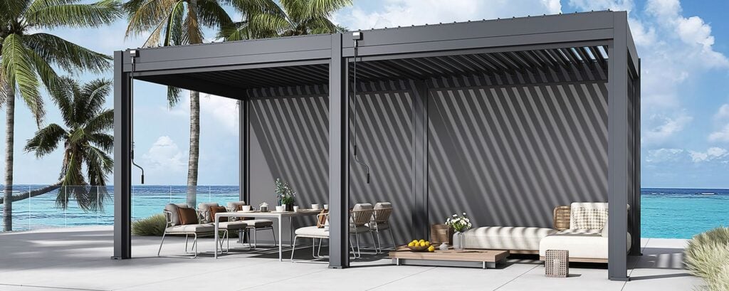 manual aluminum louvered pergola with adjustable roof for patio shade