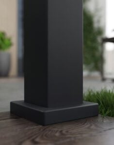 INTRO DUO pergola post base detail for aluminum louvered structure