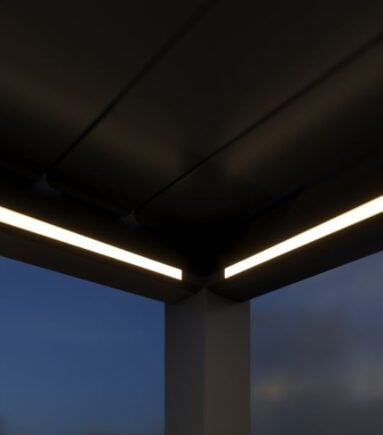 NEO ALU aluminum louvered roof with LED louvre lighting detail