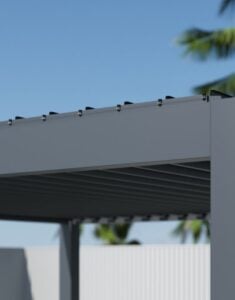 NEO STEEL manual louvered pergola beam detail with steel louvres
