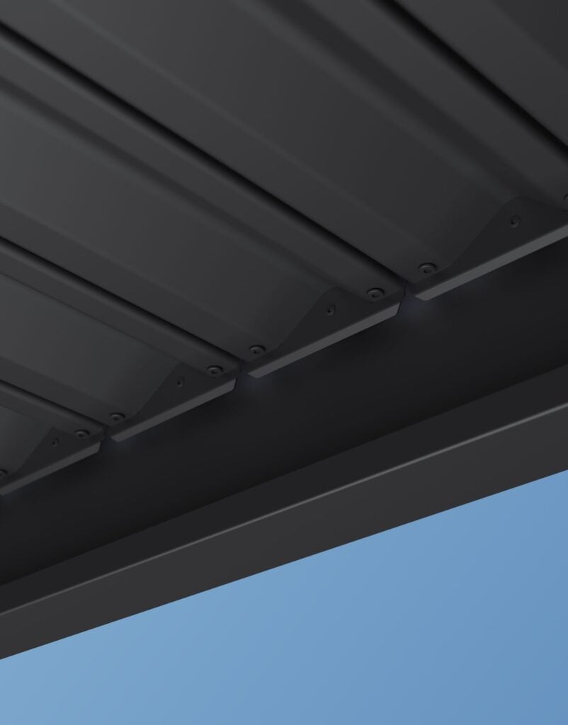 NEO STEEL steel louvered roof underside detail for manual pergola