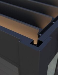 PRIME PLUS enhanced aluminum beam structure detail for motorized pergola