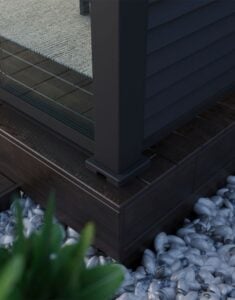 PRIME PLUS pergola post base and glass screen detail