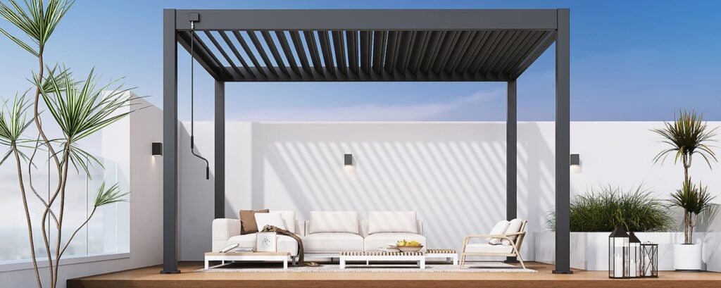 INTRO PLUS motorized aluminum louvered pergola for residential patio shade