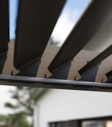 INTRO PLUS adjustable aluminum louvered roof detail for motorized pergola