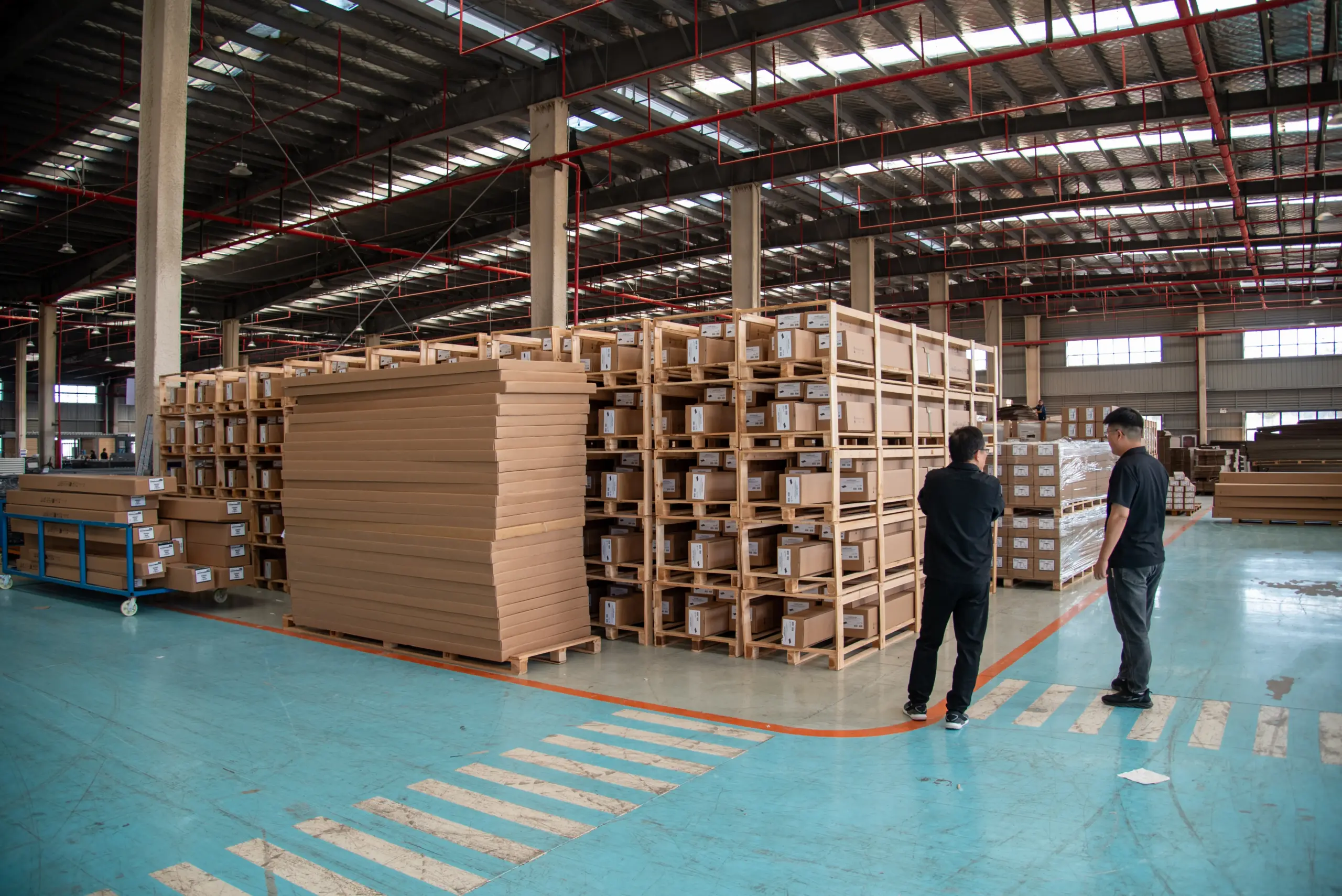 Outdoor structure components stored for export preparation
