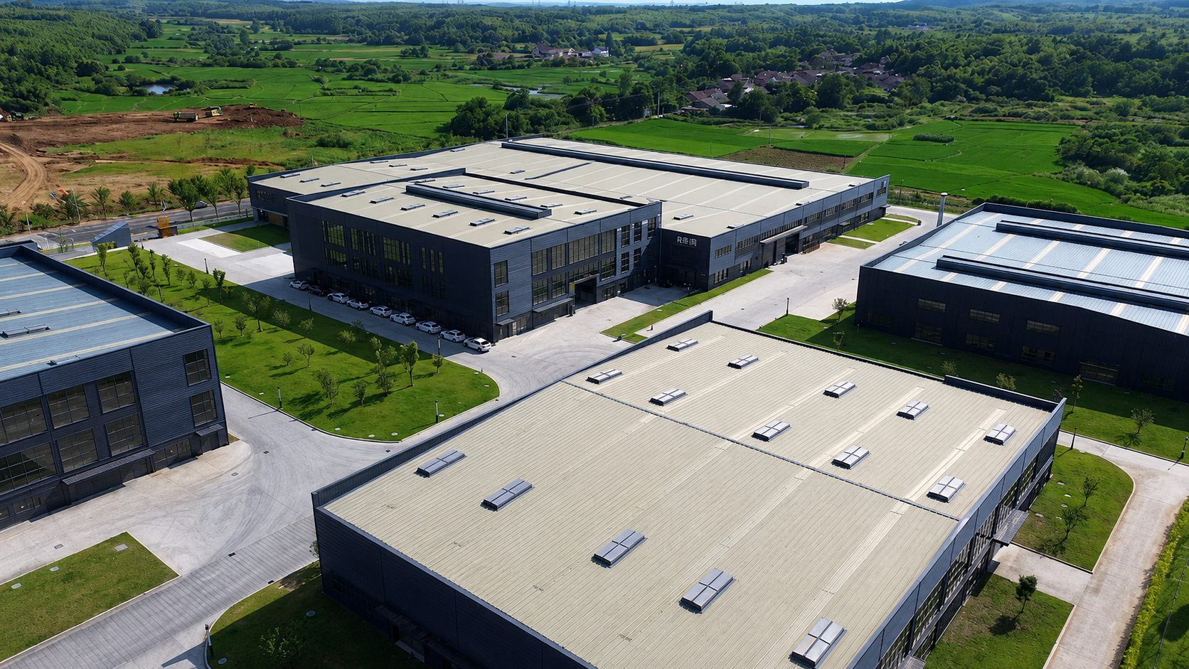 Fábrica de pérgolas de aluminio de Outdoor Creation con edificios modernos y capacidad de producción para productos exteriores