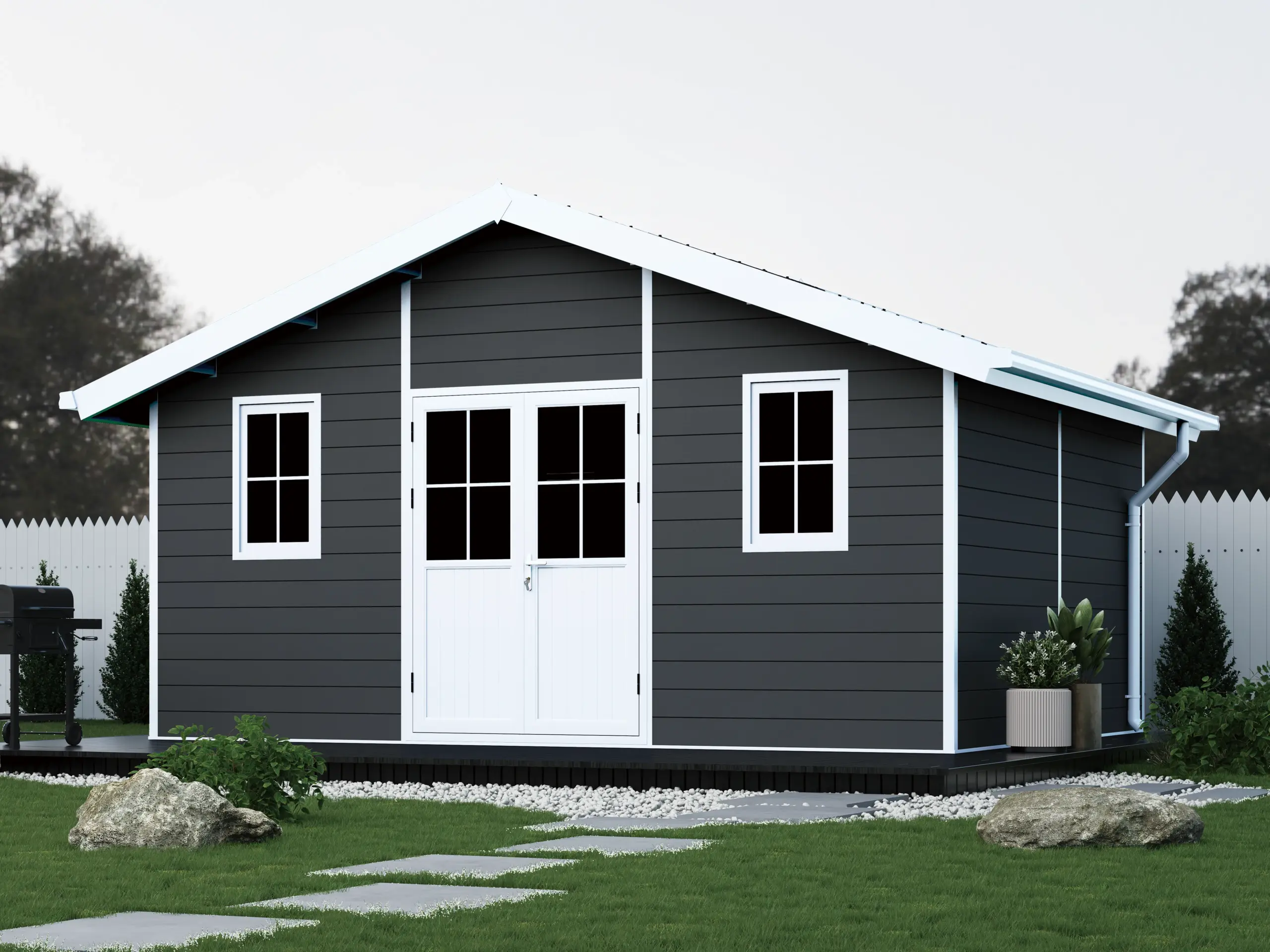 E-2854 GARDEN SHED E large gable roof aluminum storage building