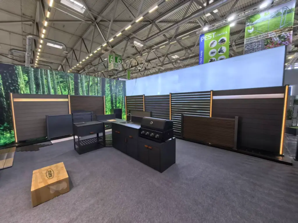Outdoor kitchen and BBQ storage display at spoga+gafa 2026 Cologne