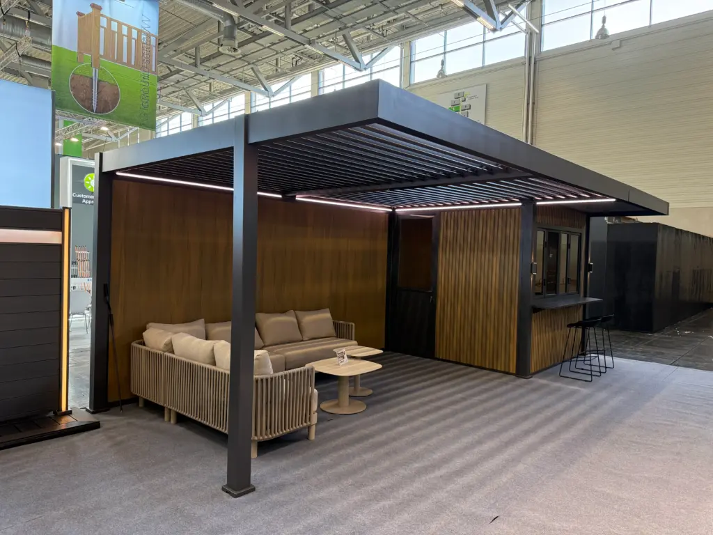 Modular aluminum Pool House displayed at spoga+gafa 2026